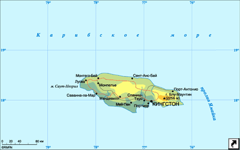 Карта Ямайки.