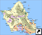Гавайские острова. Карта острова Оаху (англ.) 