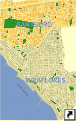 Карта районов Сан Исидро и Мирафлорес (San Isidro and Miraflores),  Лима (Lima), Перу (исп.)