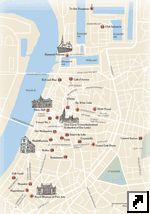 Туристическая карта центра Антверпена с достопримечательностями, Бельгия (англ.)