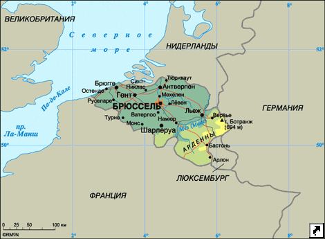 Карта Бельгии.