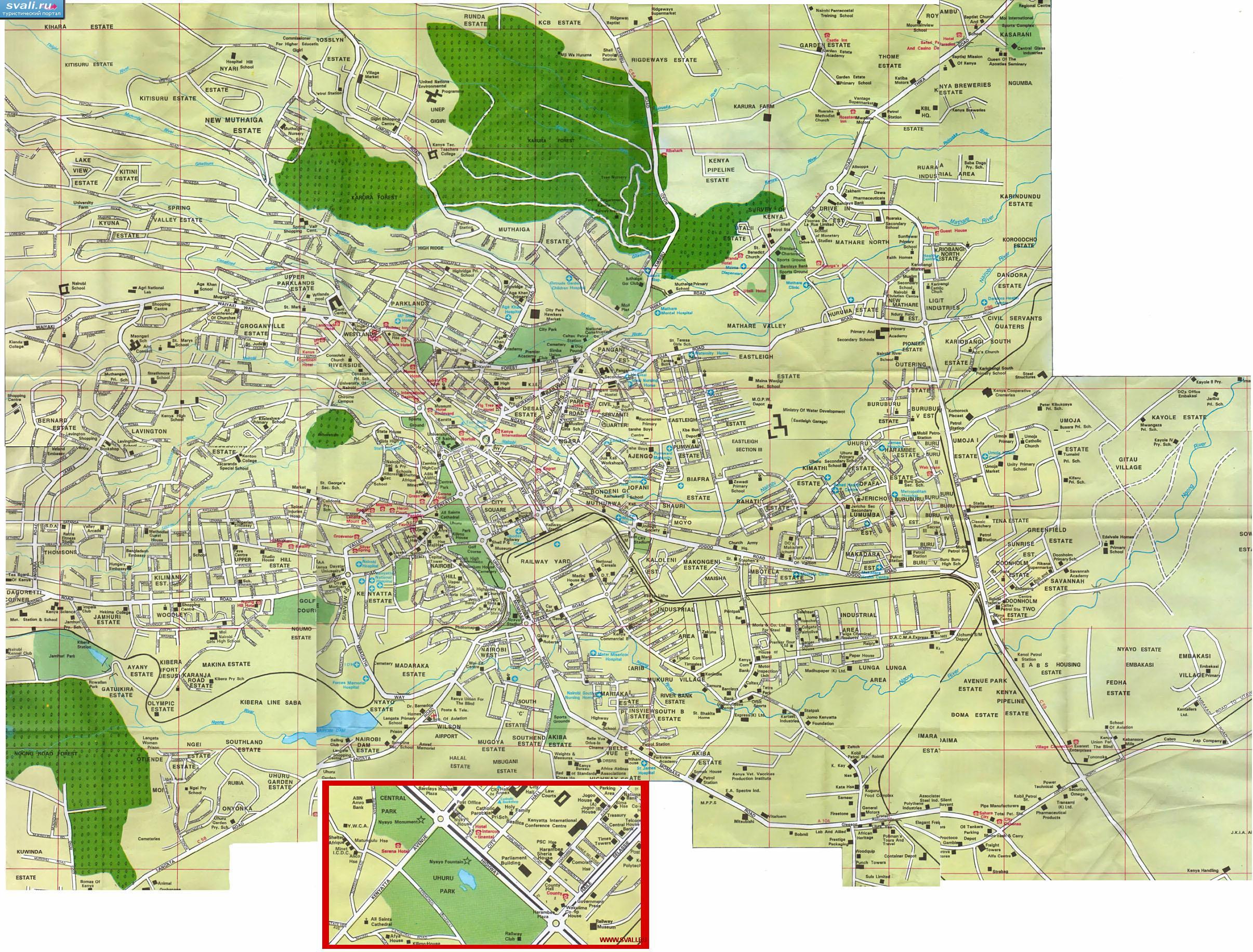 Карта Найроби, Кения (англ.)