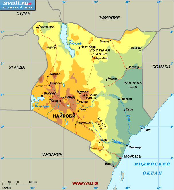Карта Кении.