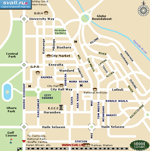 Карта центра Найроби, Кения (англ.)