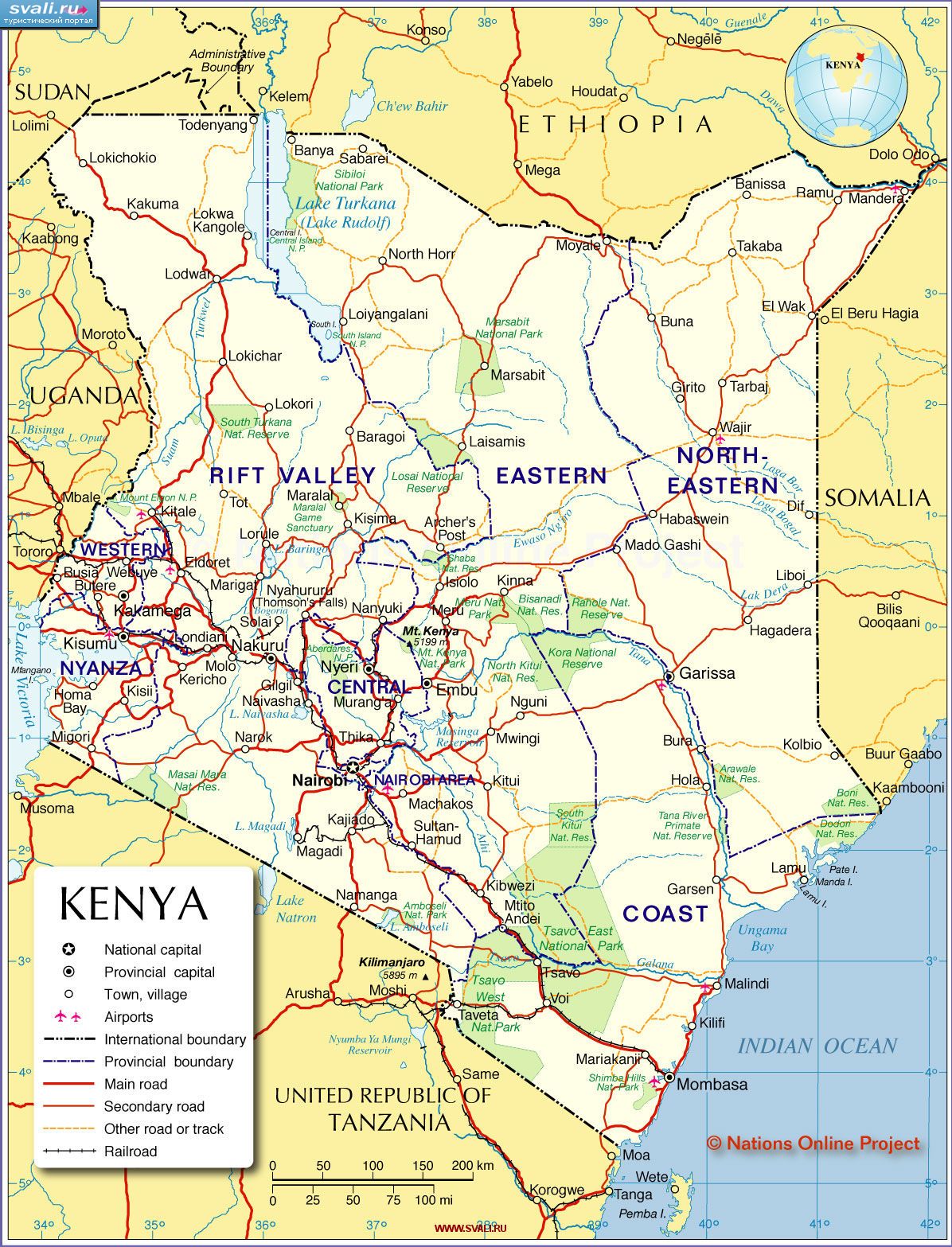 Карта национальных парков Кении (англ.)