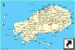 Карта острова Родригес (Rodrigues island) с автодорогами, Маврикий (франц.)