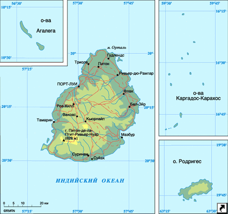 Карта Маврикия.