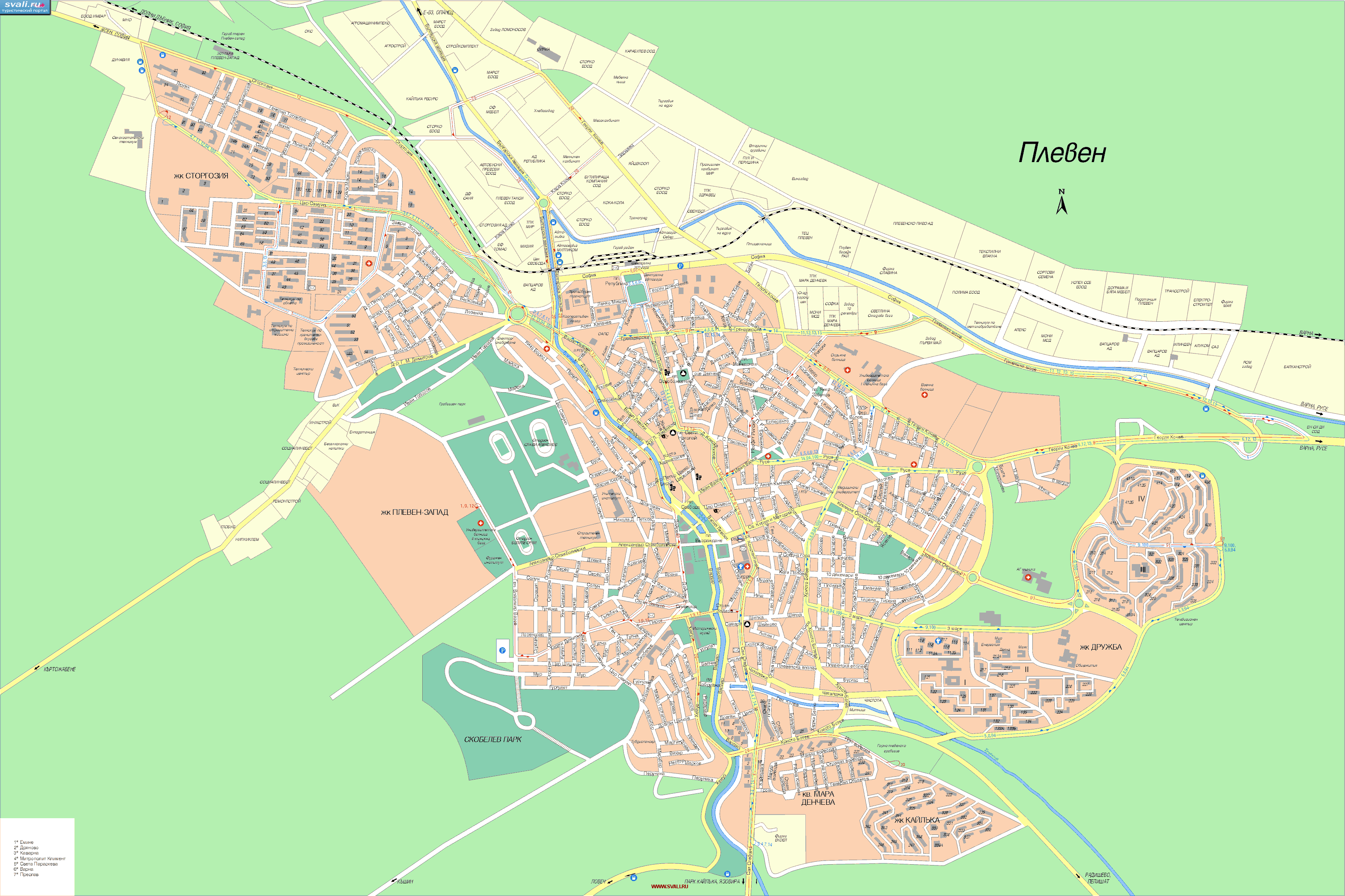 Подробная карта Плевена, Болгария (бол.)
