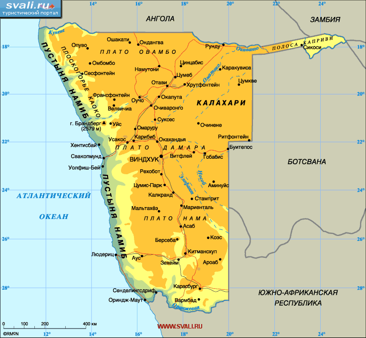 Карта Намибии