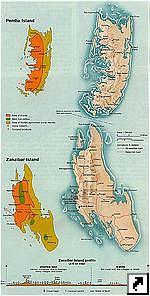 Карты островов Занзибар и Пемба, Танзания (англ.)