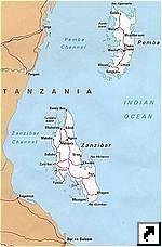 Карта островов Пемба и Занзибар, Танзания (англ.)