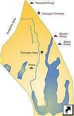Карта Национального парка Тарангире (Tarangire), Танзания (англ.)
