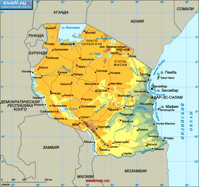 Карта Танзании.
