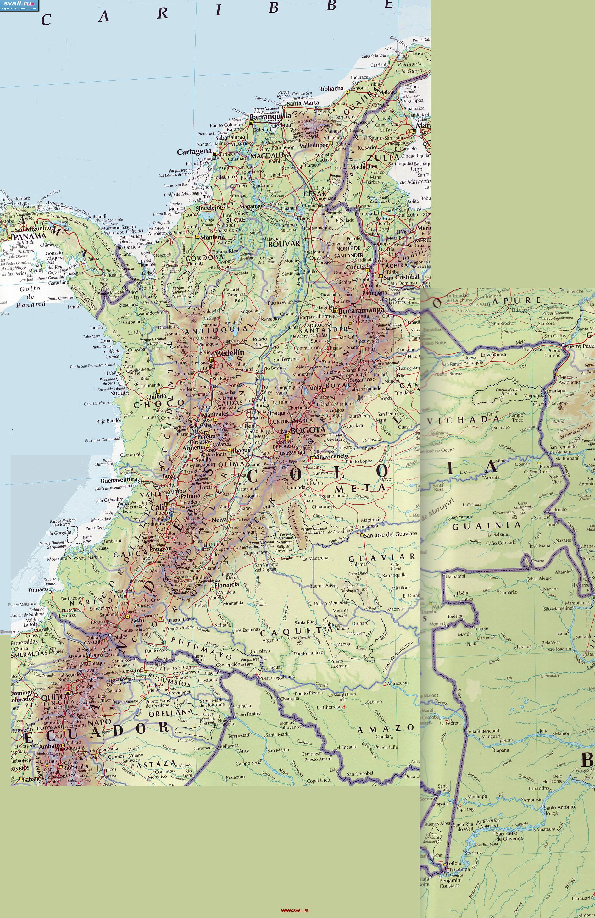 Карта Колумбии (исп.)