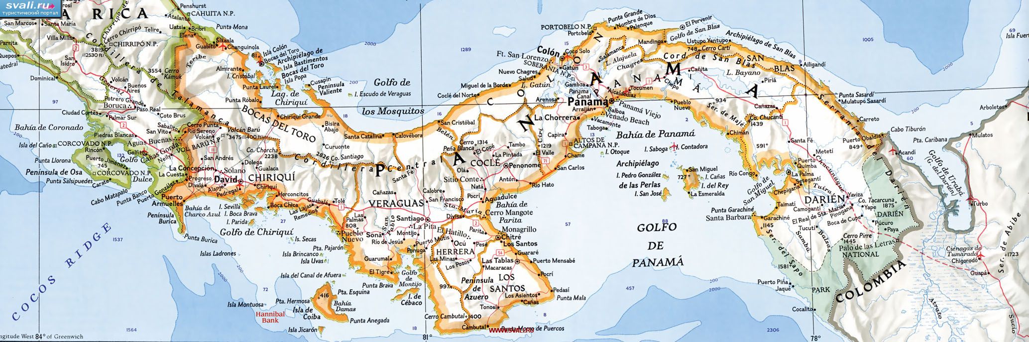 Карта Панамы (исп.)