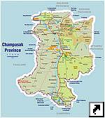 Туристическая карта провинции Чампасак (Champasak), Лаос (англ.)