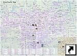 Подробная туристическая карта с автобусными маршрутами города Сиань (Xian), провинция Шэньси (Shaanxi), Китай (англ., кит.) 