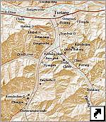 Карта долины Ярлунг (Yarlung valley), Тсетанг (Tsetang), Тибет (англ.)