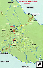 Карта туристического маршрута Кокода Трэйл (Kokoda Trail), Папуа-Новая Гвинея (англ.) 