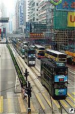 Двухэтажный трамваи, Гонконг, Китай.