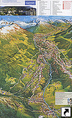Художественная туристическая карта курорта Бад-Гаштайн, Австрия (англ.)