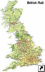 Карта Великобритании. Железножорожное сообщение (англ.)