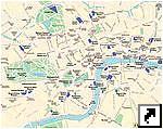 Великобритания. Карта центра Лондона с достопримечательностями (англ.)