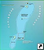 Карта атолла Лайтхаус (Lighthouse, Большая Голубая Дыра), Белиз.