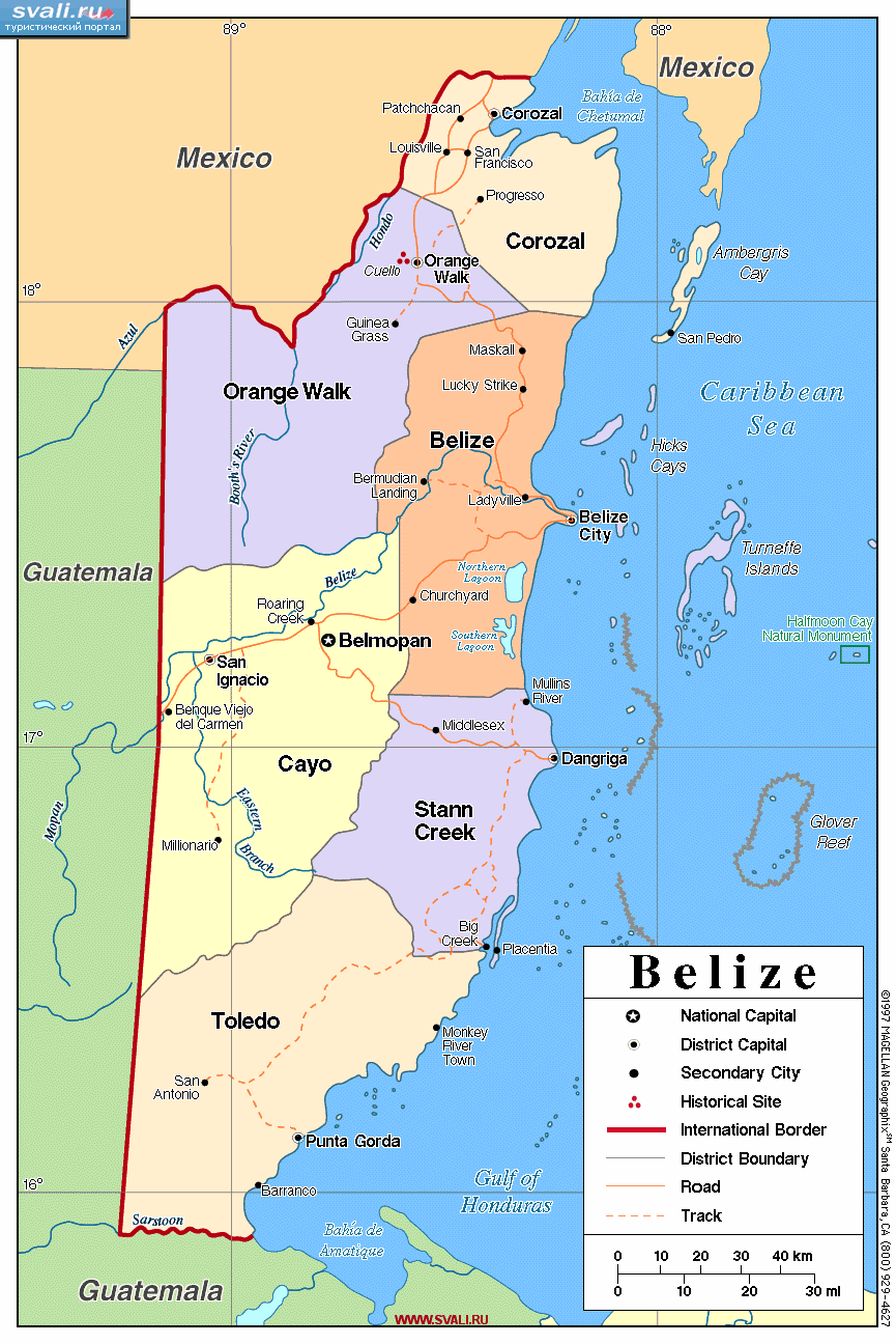 Карта Белиза (англ.)