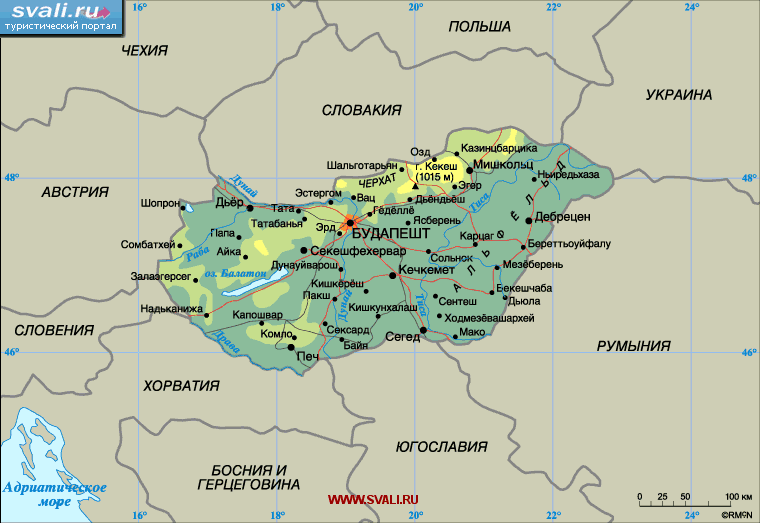 Карта Венгрии.