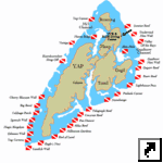 Карта мест для дайвинга острова Яп (Yap), Федеративные Штаты Микронезии (англ.)