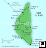 Карта острова Эуа, Тонга (англ.)