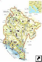 Туристическая карта Черногории (англ.)