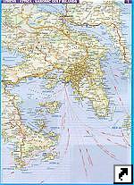 Подробная карта области Аттика (Attica), Афины, Фивы, острова Эгина, Порос, Гидра, Саламин с автодорогами, Греция (англ.) 