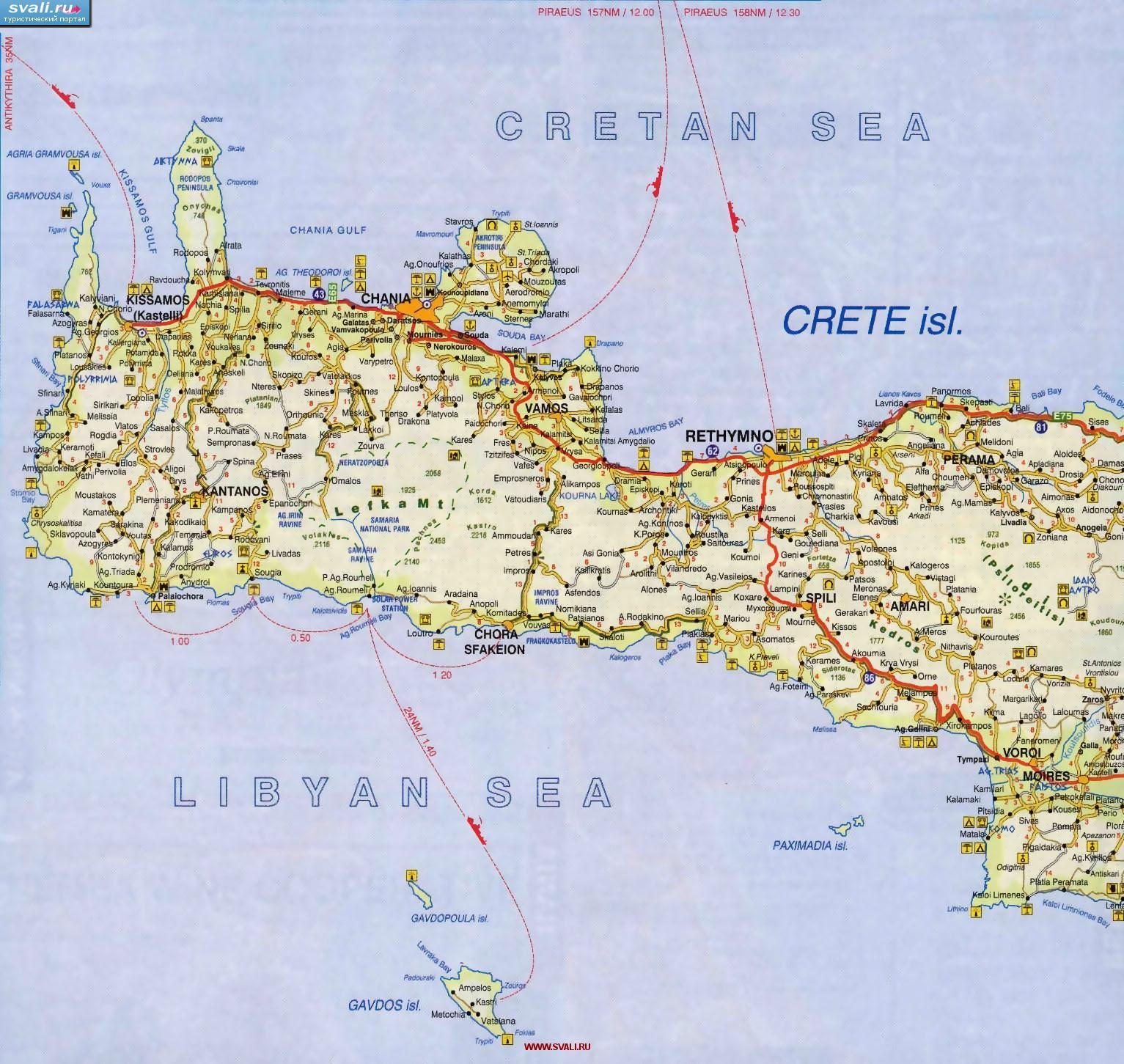 крит остров на карте