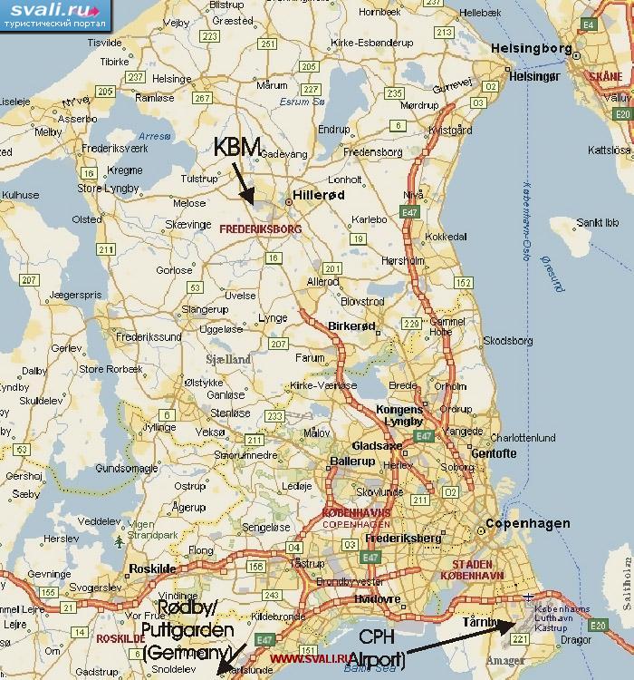 Карта окресностей Копенгагена, Дания (датск.)