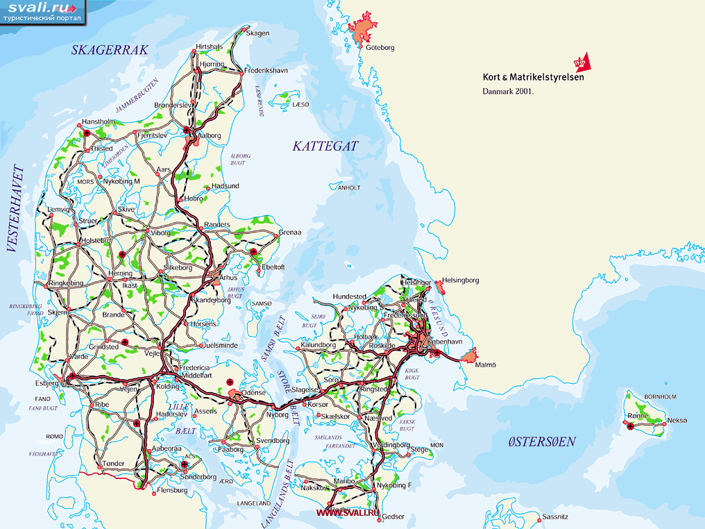 Карта Дании (датск.)