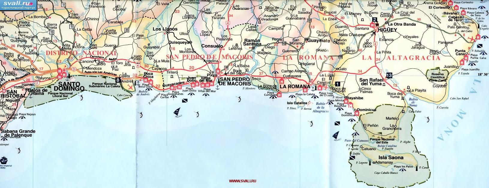 Карта южного побережья Доминиканской республики (исп.)