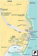 Карта окрестностей Дахаба с местами для дайвинга, Египет.