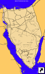 Туристическая карта Синайского полуострова, Египет.