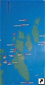 Карта мест для дайвинга острова Хавелок (Havelock), Андаманские острова, Индия (англ.)