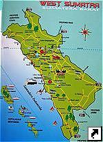 Туристическая карта провинции Западная Суматра (Паданг, Букиттинги), остров Суматра (Sumatra), Индонезия (англ.)