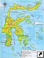 Карта острова Сулавеси (Sulawesi), Индонезия (индон.)