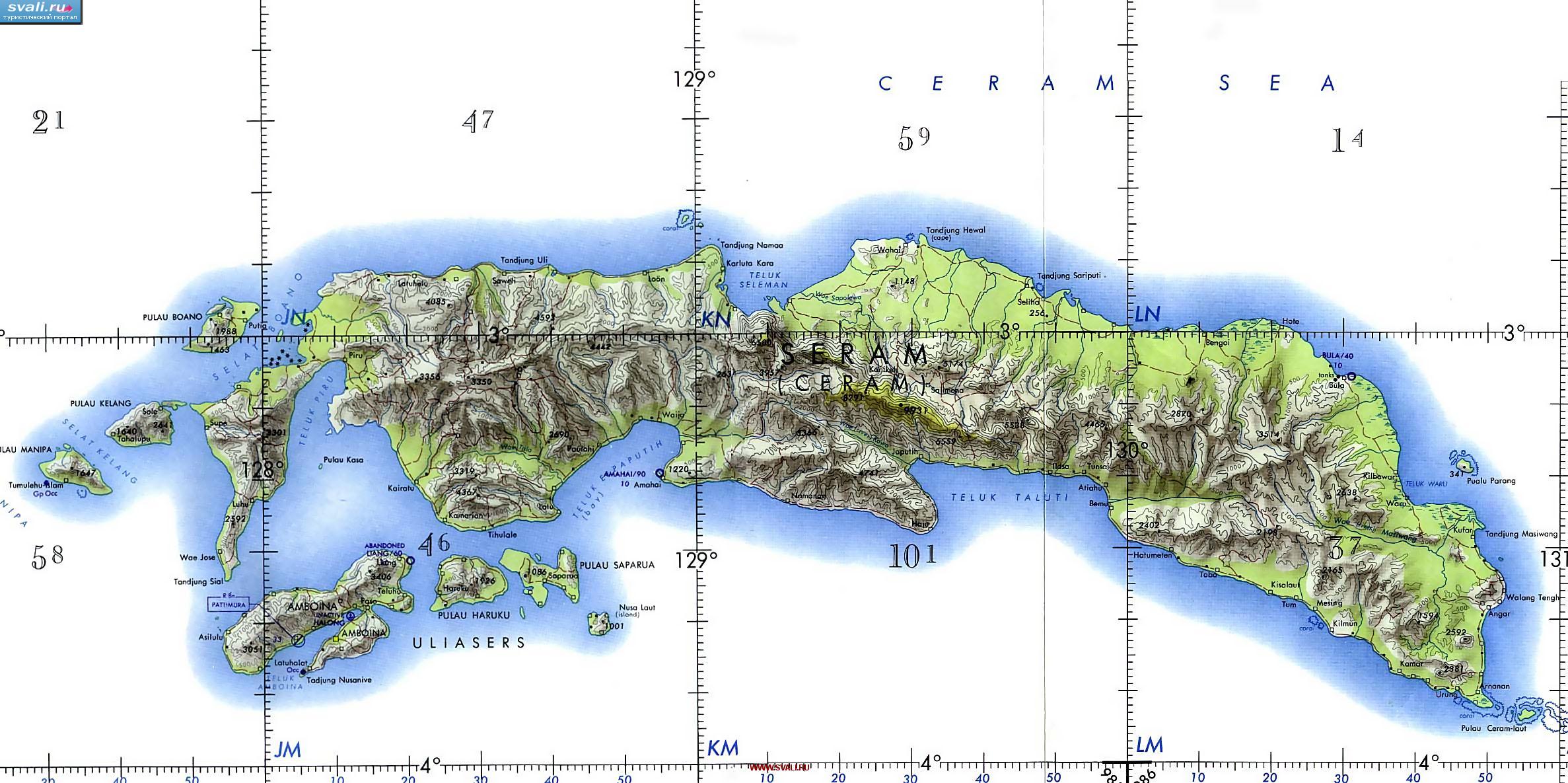 Молуккские острова на карте