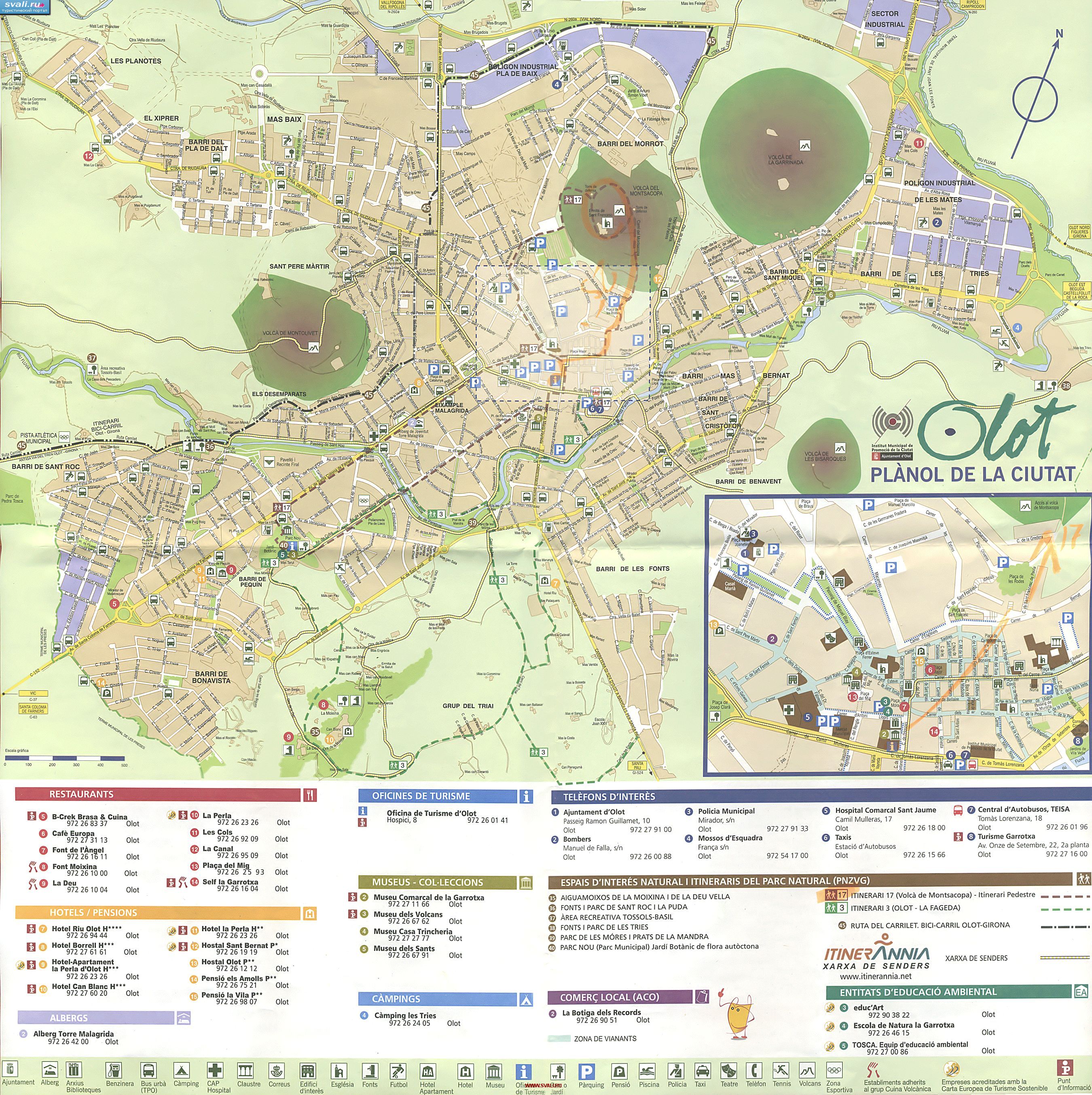 Карта города Олот, район Ла Гарроча, Каталония, Испания (исп.)