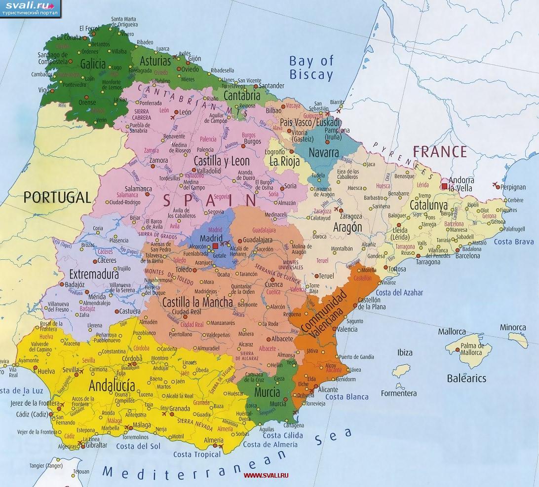 Карта Испании (англ.)