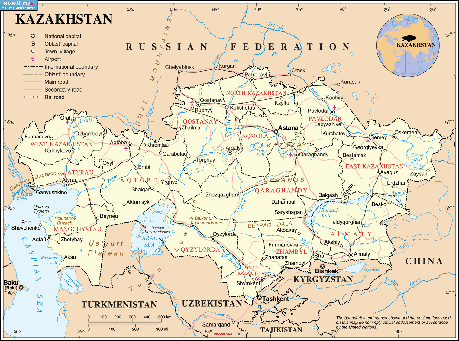 карта казахстана