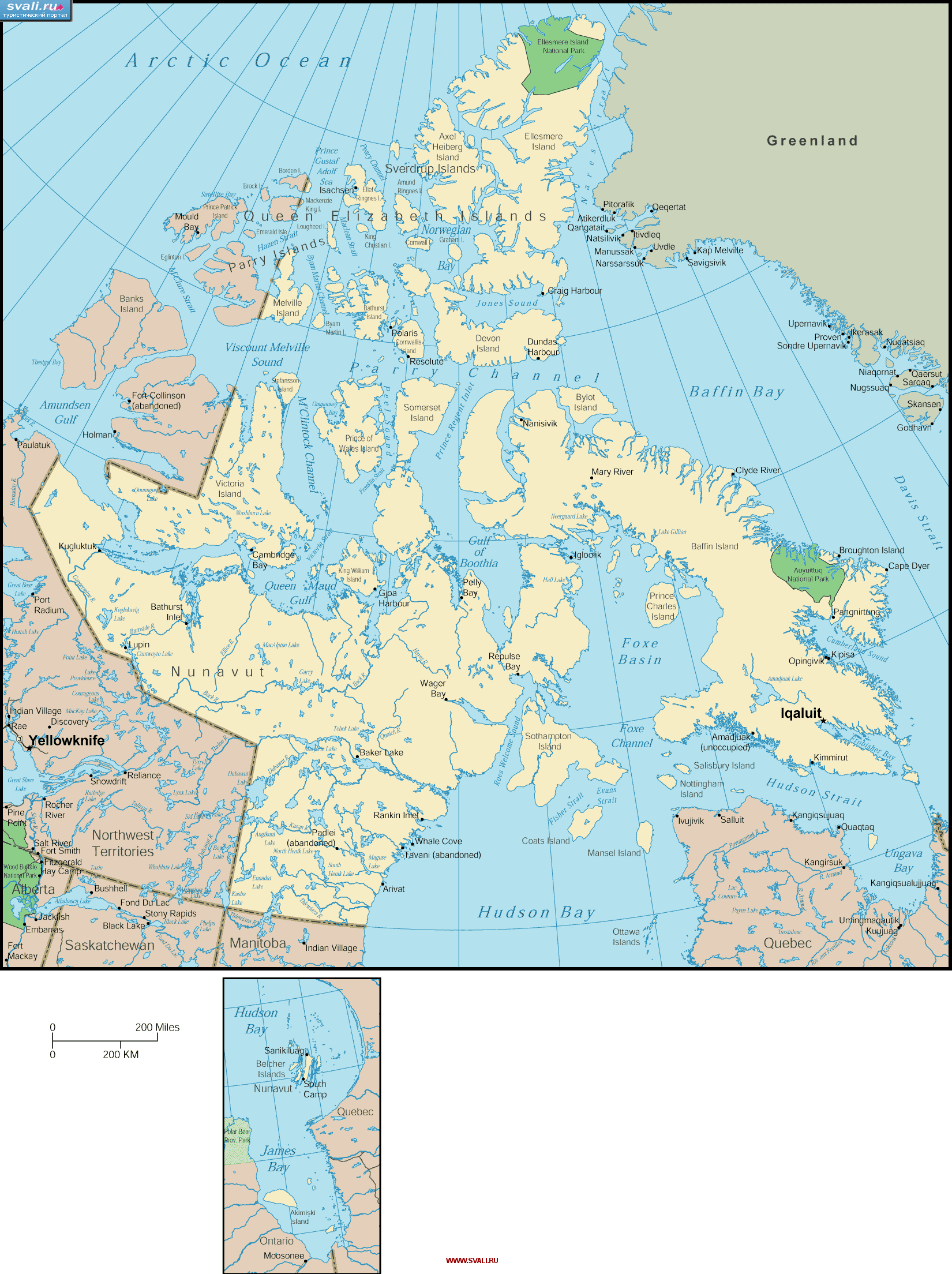 Карта островов Королевы Елизаветы,  Канада (англ.)