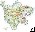 Туристическая карта провинции Сычуань (Sichuan), Китай (англ.)