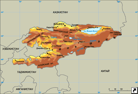 Карта Киргизии.